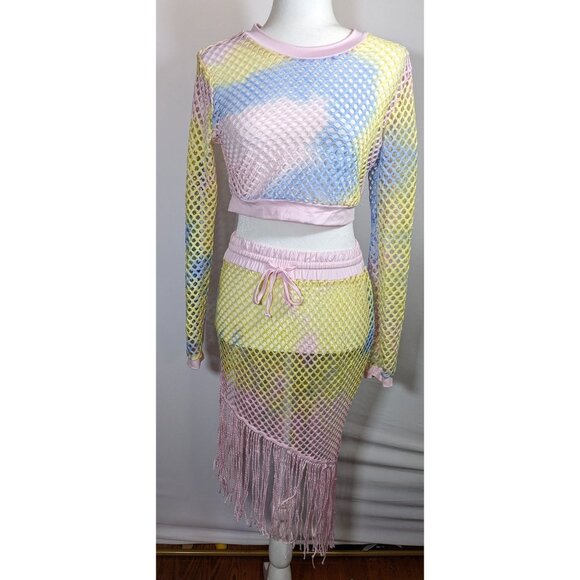 InGear Resort Mermaidcore Pastel Rainbow Two Piece Swim Cover Up - Picture 9 of 10